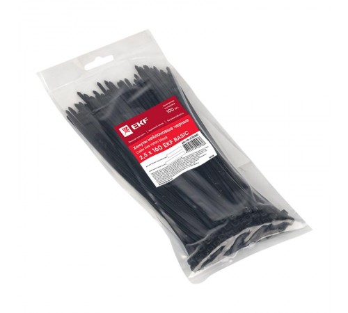Хомут нейлоновый ЧЕРНЫЙ 2,5х160 (уп./100шт) EKF Simple  plc-cb-2.5x160  EKF