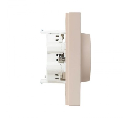 Механизм розетки двойной, 16А, с заземлением, со шторками, с рамкой, кремовый Эпика  UP1-SOI-211 EKF