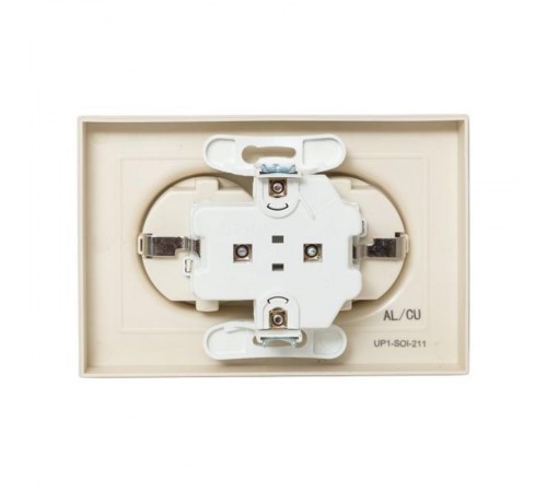 Механизм розетки двойной, 16А, с заземлением, со шторками, с рамкой, кремовый Эпика  UP1-SOI-211 EKF