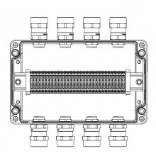 Коробка клеммная Ex из алюминия; 1Ex e IIC Т5 Gb / Ex tb IIIB T95°C DbIP66 ;Клеммы 4 кв.мм - 30 шт.; А,С: ввод D5,5-13мм под небронированныйкабель Ni