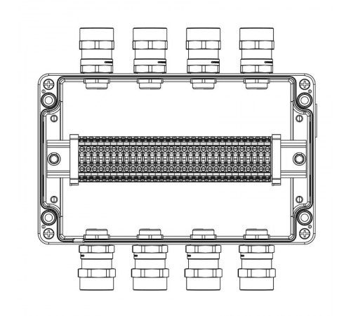 Коробка клеммная Ex из алюминия; 1Ex e IIC Т5 Gb / Ex tb IIIB T95°C DbIP66 ;Клеммы 4 кв.мм - 30 шт.; А,С: ввод D5,5-13мм под небронированныйкабель Ni