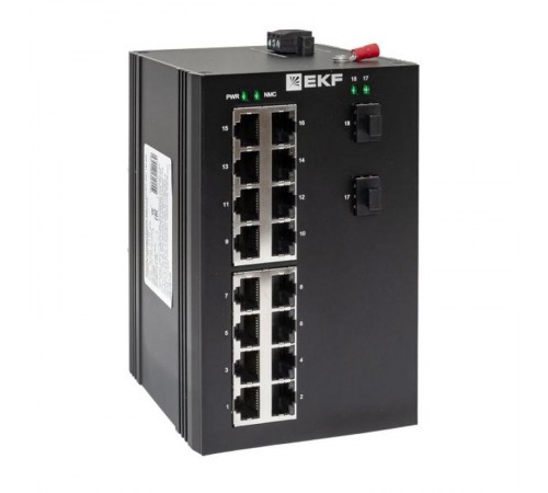 Промышленный неуправляемый коммутатор U-2GX/SFP-16GT, 2 порта 1000Base-X SFP, 16 портов 10/100/1000Base-T(X) RJ45, монтаж на динрейку TSX TSX-U-2GX/S