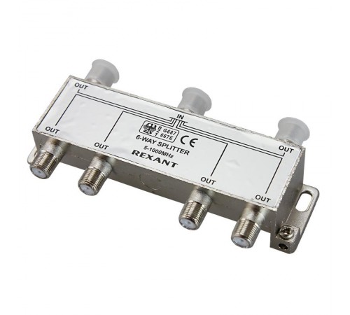 ДЕЛИТЕЛЬ  ТВ  х 6 под F разъём 5-1000 МГц  05-6004  REXANT