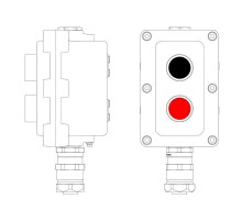 Взрывонепроницаемый пост управления из алюминия LCSD-02-B-MB-P1B(11)x1-P1R(11)x1-PBMB-KAEPM2MHK-20  LCSD21000071  DKC