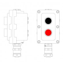 Взрывонепроницаемый пост управления из алюминия LCSD-02-B-MB-P1B(11)x1-P1R(11)x1-PBMB-ANP15BMB  LCSD21000069  DKC