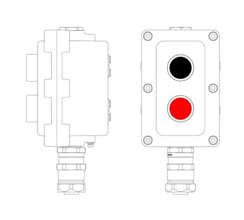 Взрывонепроницаемый пост управления из алюминия LCSD-02-B-MB-P1B(11)x1-P1R(11)x1-PBMB-KAEPM2MHK-20  LCSD21000071  DKC