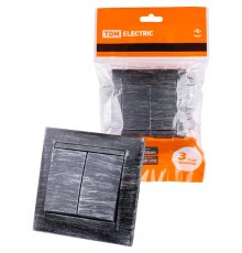 Выключатель 2-х кл. 10А старинное серебро "Лама"  SQ1815-0644  TDM