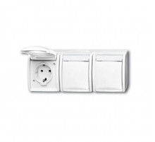 Розетка SCHUKO 16А 250В IP44, тройная, для открытого монтажа, с полем для надписи, серия ocean, цвет альп. белый  2084-0-0716   2CKA002084A0716  AB