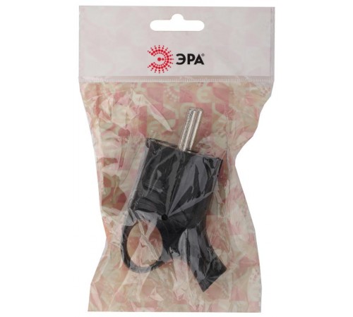 Vx4-B ЭРА Вилка с/з угловая с кольцом 16A черная (24/480/5760)  Б0039677  ЭРА