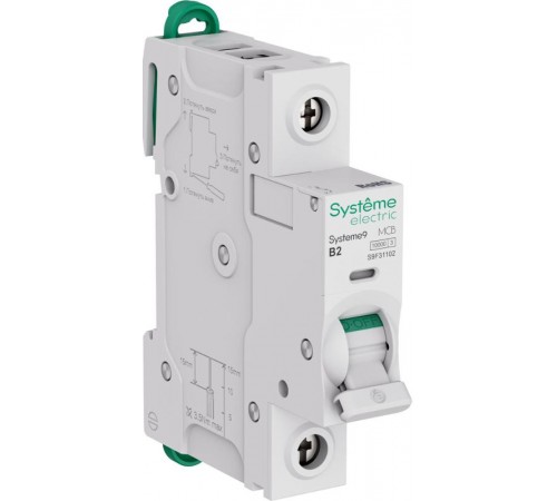 Systeme9 Автоматический выключатель (АВ) B 2A 1P 10kA 230В  S9F31102  SE