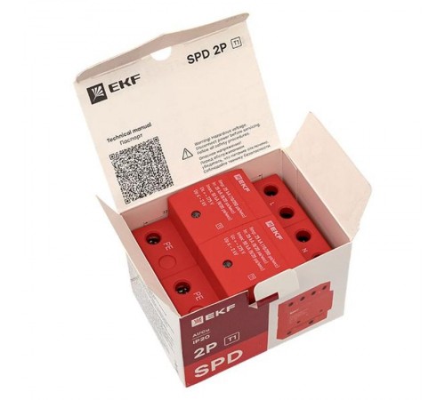 Устройство защиты от импульсных перенапряжений Класс 1 Iimp 25kA (10/350s) 2P  spd-t1-2p  EKF