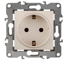 Розетка 12-2001-02 с заземлением, 16АХ-250В, без м.лапок,  слоновая кость  Б0014682  ЭРА
