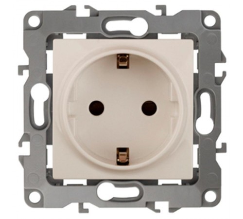 Розетка 12-2001-02 с заземлением, 16АХ-250В, без м.лапок,  слоновая кость  Б0014682  ЭРА