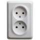 Этюд Белый С/У Розетка 2-ая без заземления без шторок 16А 250B  PC16-105B  SE