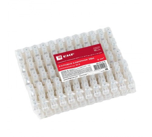 Клеммная колодка полиэтилен 1,5-6(10) мм2 10А 12 секций (уп. 10 шт.) EKF  plc-KK-10-10  EKF