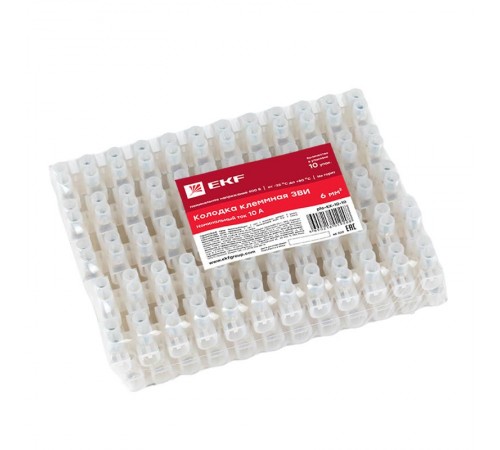 Клеммная колодка полиэтилен 1,5-6(10) мм2 10А 12 секций (уп. 10 шт.) EKF  plc-KK-10-10  EKF