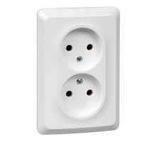 Этюд Белый С/У Розетка 2-ая без заземления без шторок 16А 250B  PC16-105B  SE