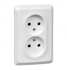 Этюд Белый С/У Розетка 2-ая без заземления без шторок 16А 250B  PC16-105B  SE