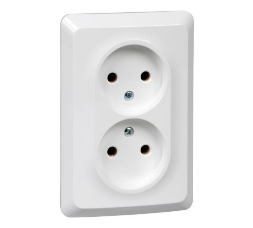Этюд Белый С/У Розетка 2-ая без заземления без шторок 16А 250B  PC16-105B  SE