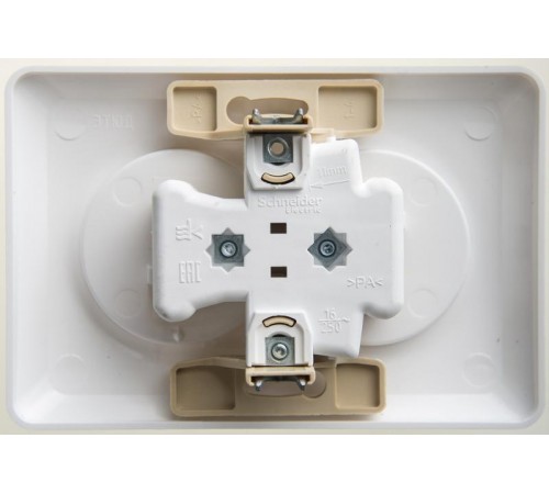 Этюд Белый С/У Розетка 2-ая без заземления без шторок 16А 250B  PC16-105B  SE