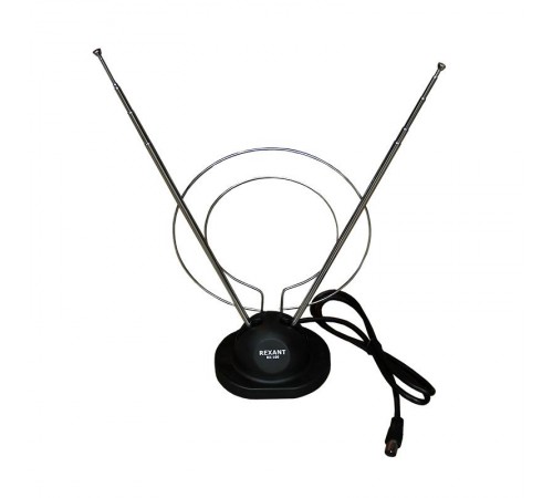 ТB антенна комнатная телескопическая на подставке "Усы + кольцо" (модель RX-100)  34-0100  REXANT