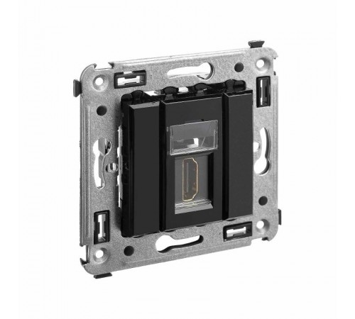 HDMI розетка одинарная в стену, тип А-А, "Avanti", "Черный квадрат"  4402253  DKC