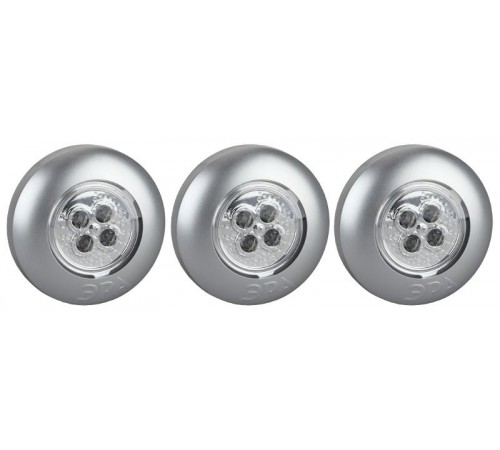 Светильник пушлайт (подсветка) SB-504 "Аврора" [4xLED, 3xAAA, серебристый, 3шт в кор] (20/120/480)  Б0029184  ЭРА 