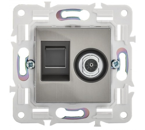 SKANDY Розетка двойная TV+RJ45 кат.6 SK-A15N никель  SK-AK20-2-K50  IEK