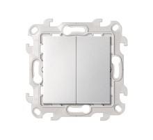 Двухклавишный выключатель с подсветкой 10AX 250В цвета алюминий S24 Harmonie  2450392-033  Simon