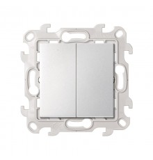 Двухклавишный выключатель с подсветкой 10AX 250В цвета алюминий S24 Harmonie  2450392-033  Simon