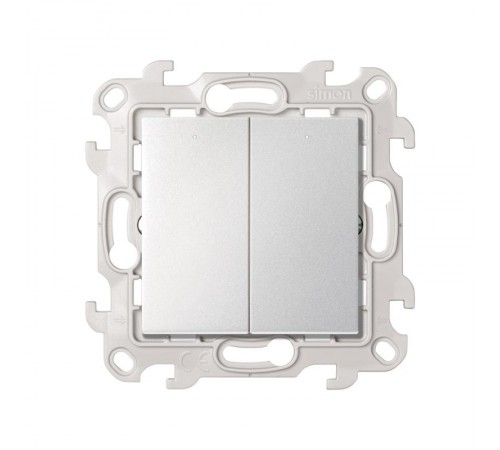 Двухклавишный выключатель с подсветкой 10AX 250В цвета алюминий S24 Harmonie  2450392-033  Simon