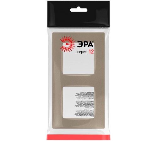 Рамка для розеток и выключателей  Серия 12 12-5202-04 на 2 поста, Классик, шампань  Б0067722  ЭРА