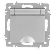 Розетка Intro Accent 6-203-03 2P+E Schuko с крышкой, 16А-250В, IP20, СУ, алюминий  Б0063721  Intro