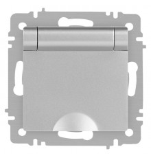 Розетка Intro Accent 6-203-03 2P+E Schuko с крышкой, 16А-250В, IP20, СУ, алюминий  Б0063721  Intro