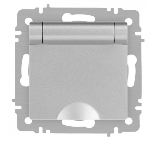 Розетка Intro Accent 6-203-03 2P+E Schuko с крышкой, 16А-250В, IP20, СУ, алюминий  Б0063721  Intro