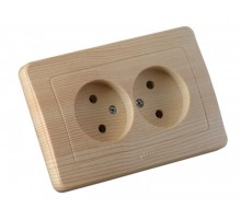 Розетка скрытой установки, двухместная, цвет сосна  РС16-341-02  HEGEL