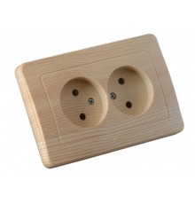 Розетка скрытой установки, двухместная, со шторками, цвет сосна  РС16-342-02  HEGEL