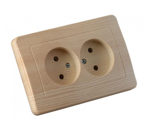 Розетка скрытой установки, двухместная, цвет сосна  РС16-341-02  HEGEL