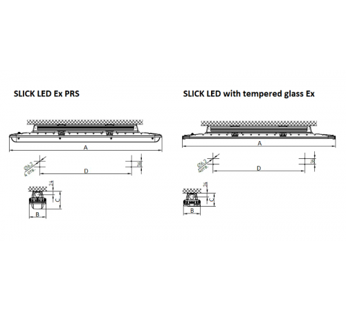 Светильник светодиодный взрывозащищенный SLICK.PRS LED 50 EM with driver box Ex 5000K  1631002790  Световые Технологии