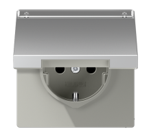 Штепсельная розетка SCHUKO 16A 250V~ с полем для надписи и откидной крышкой; алюминий  AL1520NAKL  Jung