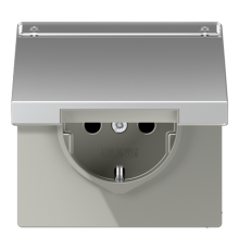 Штепсельная розетка SCHUKO 16A 250V~ с полем для надписи и откидной крышкой; алюминий  AL1520NAKL  Jung