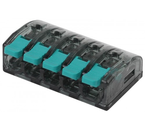 Аксессуары для клемм NO-224-48 ЭРА Клемма компактная серии 415 с рычагом, 5 отверстия, 0,5-4 мм2 (у  Б0043966  ЭРА