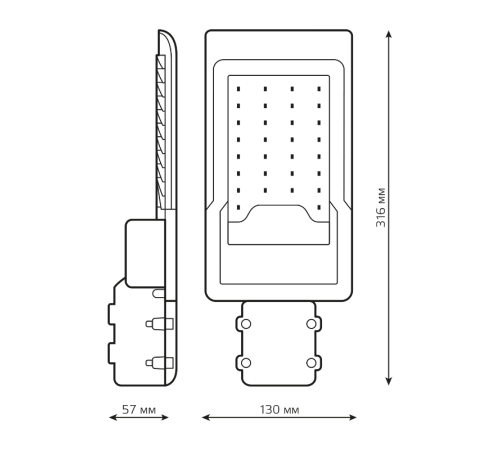 Светильник светодиодный консольный Avenue 30W 3000lm 3000K 190-250V IP65 316*130*57мм черный КСС "Ш" LED 1/20  629534130  Gauss