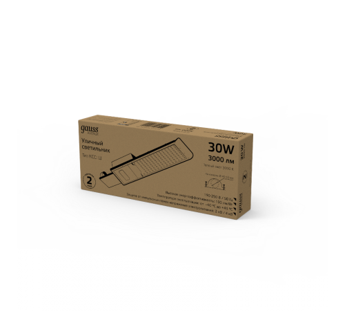 Светильник светодиодный консольный Avenue 30W 3000lm 3000K 190-250V IP65 316*130*57мм черный КСС "Ш" LED 1/20  629534130  Gauss