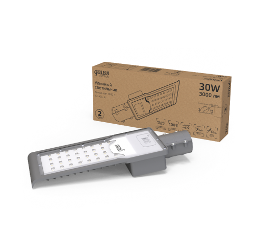 Светильник светодиодный консольный Avenue 30W 3000lm 3000K 190-250V IP65 316*130*57мм черный КСС "Ш" LED 1/20  629534130  Gauss