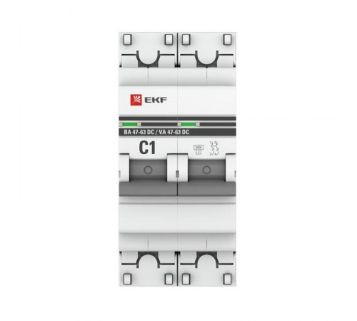 Выключатель автоматический двухполюсный 2P 1А (C) 6кА ВА 47-63 DC EKF PROxima  mcb4763-DC-2-01C-pro  EKF (замена - M63DC621C)