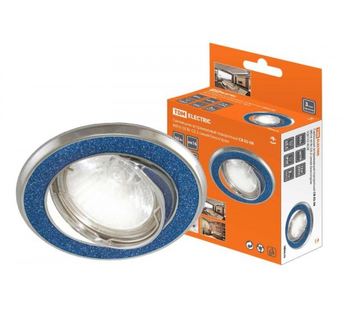 Светильник точечный встраиваемый под лампу поворотный СВ 02-06 MR16 50Вт G5.3 синий блеск/хром  SQ0359-0038  TDM