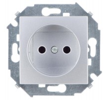 Simon 15 Алюминий Розетка б/з, 16А 250В, винт. зажим  1591431-033  Simon