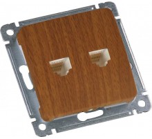 Розетка компьютерная и телефонная скрытой установки, механизм, цвет дуб  РСКТ-440-05  HEGEL
