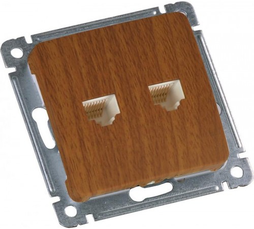 Розетка компьютерная и телефонная скрытой установки, механизм, цвет дуб  РСКТ-440-05  HEGEL